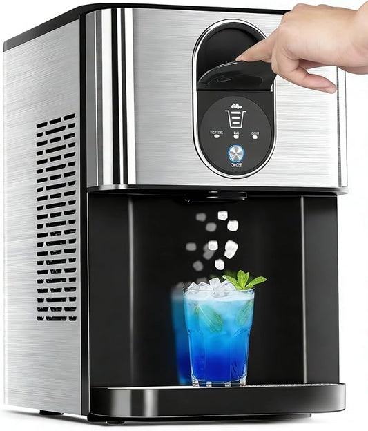Countertop Nugget Ice Maker, 44lbs/24H Nugget Ice Machine Countertop, Chewable Pellet Ice Maker Machine with Ice Dispenser, 2.4L Water Reservoir, Self-Cleaning, Ideal for Kitchen/Bar/Office, D-Silver