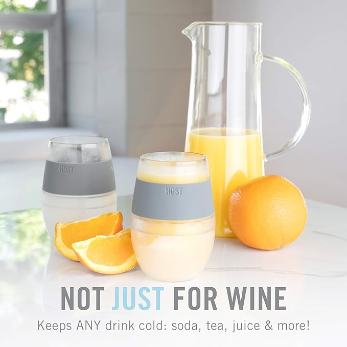 Host Freeze Stemless Wine Glasses, Freezable Double Wall Wine Tumblers, Insulated Chilling Cups with Silicone Bands, Gifts for Moms, Birthday Gifts for Women, 8.5 oz, Set of 2, Rainbow & Marble