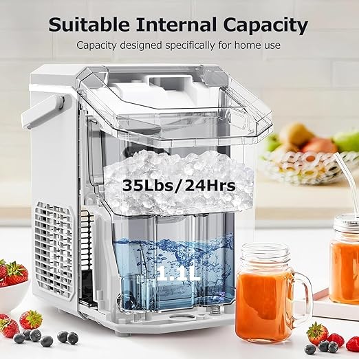 Antarctic Star Countertop Ice Maker with Soft Chewable Pellet Ice, 34lbs/24Hrs, One-Click Operation, Self-Cleaning Portable Peddle Ice Machine with Ice Scoop for Kitchen,Office,Bar,RV (White)