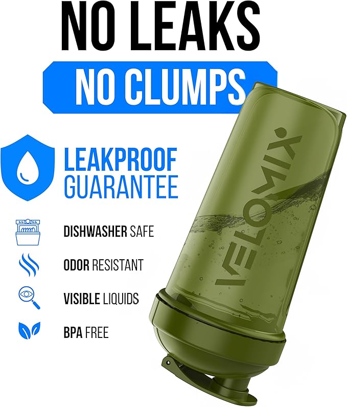 VELOMIX -3 PACK- 18 oz Protein Shaker Bottle for Protein Mixes - 1x Wire Whisk | Leak Proof Shaker Cups for Protein Shakes | Stackable Protein Shaker Bottle Pack | Dishwasher Safe