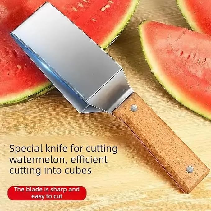 Triangle Watermelon Cutter, 2026 Upgraded Stainless Steel watermelon slicer with Wooden Handle, Summer Melon Cutter Melon Divider Tool, Multifunctional Fruit Cutter for Kitchen Gadgets (3pc)
