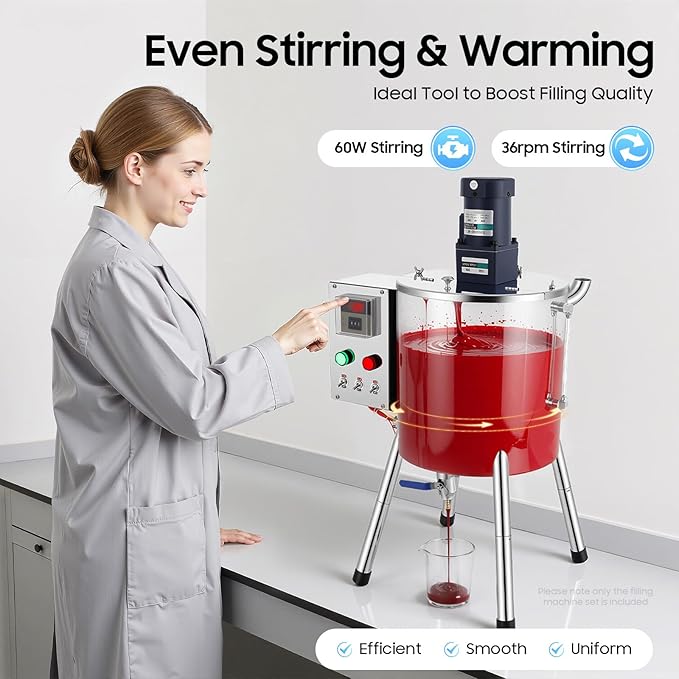 15L/4Gal Commercial Automatic Heating Stirring Mixing Filling Machine, 110v 1500w Lipstick Filling Machine for Dissolving and Filling Lipsticks, Candles, Vaseline, Oils