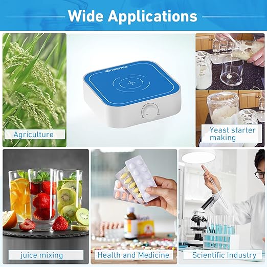 3000rpm Magnetic Stirrer Mixer with Stir Bar, Brushless DC Motor Max 3000ml Magnetic Stir Plate Mixer Blue-White（No Hot)