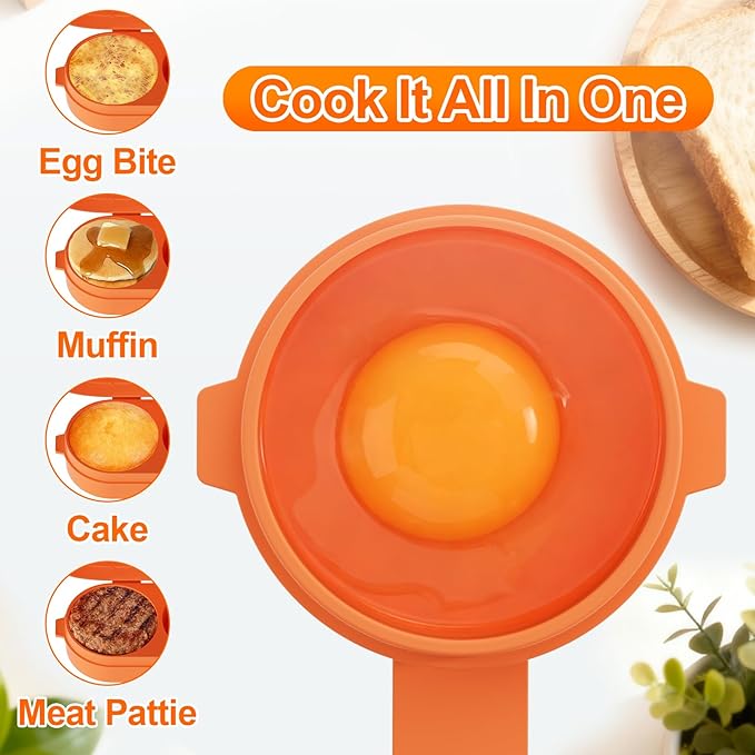 Microwave Egg Bite Maker, Egg Cooker Microwave For Breakfast Sandwich, Egg Maker For Scrambled Eggs, Safe for Oven Air Fryer, Dishwasher-Safe Grey