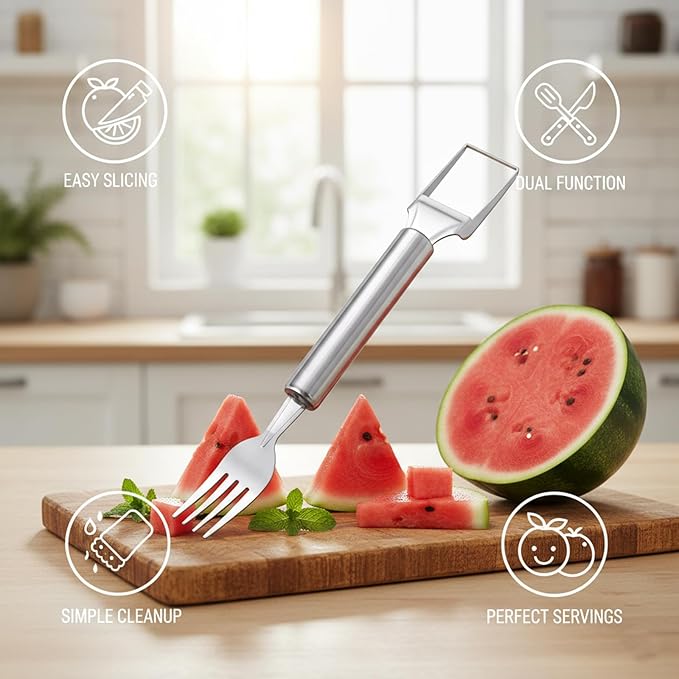 Watermelon Cutter Set of 3, Watermelon Slicer for Easy Fruit Cutting, Dual-Headed Design for Kitchen Use, Durable Material Construction