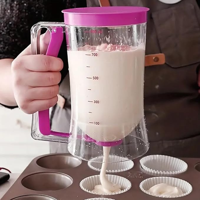 Pancake Batter Dispenser, Cupcake Batter Dispenser Biscuit Separator with Measuring Label Kitchen Baking Tool for Cupcakes, Waffles, Muffin Mix, Cake or Any Baked Goods