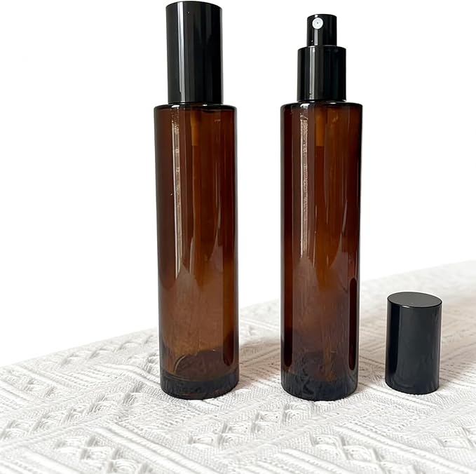 2PCS 4oz /120ml Upscale Amber Glass Spray Bottles Refillable Fine Mist Spray Bottles Cosmetic Containers for Make Up Water Essential Oil Aromatherapy Makeup Travel