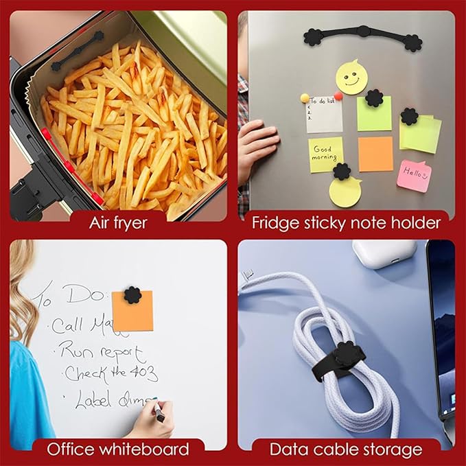 Air Fryer Magnets Silicone Buckle for Parchment Paper Liners, High-Temp Resistant Air Fryer Accessories, Safely Lock Paper from Heating Element or Covering Food, Prevent Burning (Blossom)