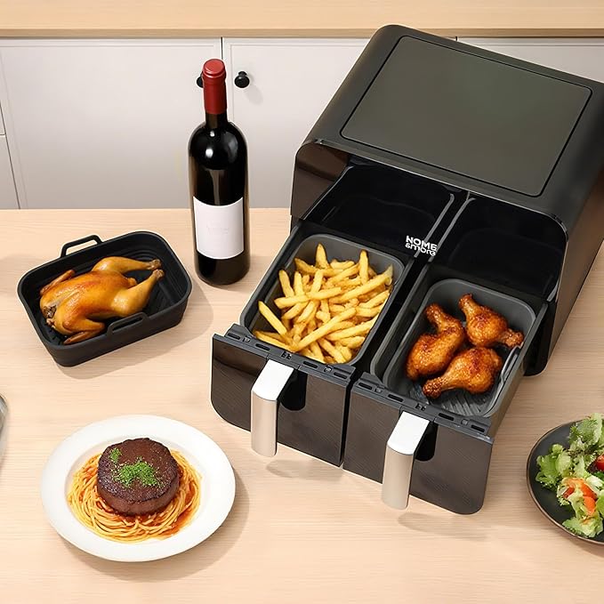 WELTOKE Collapsible Air Fryer Silicone Liners 2 Pack, Silicone Air Fryer Liners Reusable for Bella 4Qt Slim Air Fryer(3.3lb Capacity), Rectangular AirFryer Silicones Pot for AirFryers Accessories