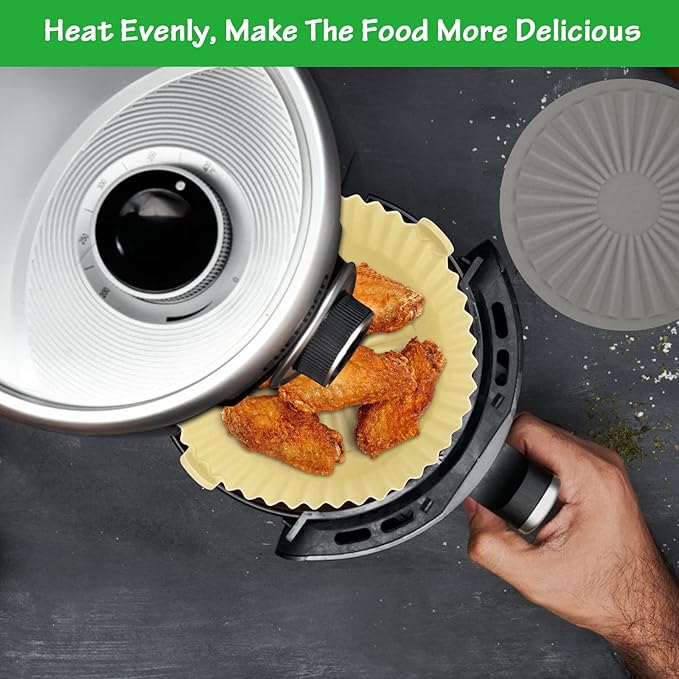 2 Pack Air Fryer Silicone Pot, Windspeed 6.3 Inch Air Fryer Reusable Liners Round Air Fryer Reusable Bowl Replacement of Parchment Paper Liners, Use for Baking Roasting Microwave Frying