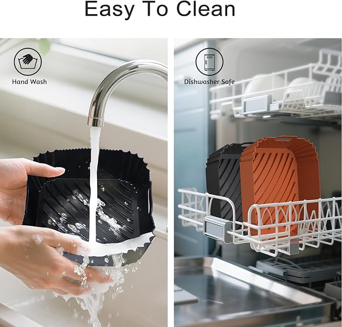 Air Fryer Silicone Liners 2 Pack, Reusable Square Air fryer Basket Liners, 4-6Qt Silicone Baking Tray for Instant Air fryer, Oven Microwave Pot Accessories, Food Grade Kitchen Gadgets
