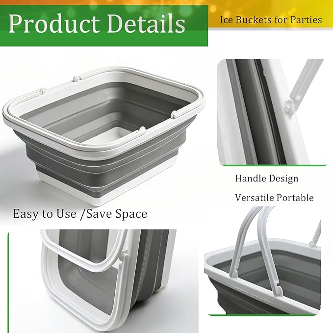 GIEHOUGRIO Ice Buckets for Parties Large and Collapsible Plastic Beverage Cooler Tub for Champagne Beer Sparkling Wine Cocktails, Versatile and portable