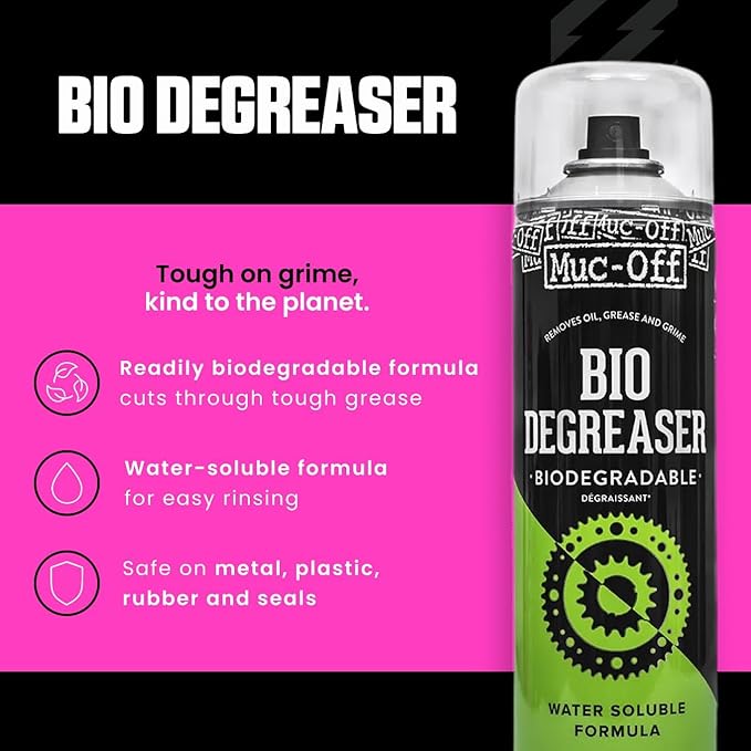 Muc-Off Bio Degreaser, 500 Milliliters - Water-Soluble, Biodegradable Bike Degreaser Spray - Effectively Deep Cleans Greasy Bicycle Parts