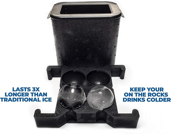 Lemonsoda Premium Clear Ice Ball Maker - 2 Large Round Ice Mold - 2.4" Ice - Round Ice Tray for Bourbon and Whiskey - Large Sphere Ice Cube Molds for Drinks