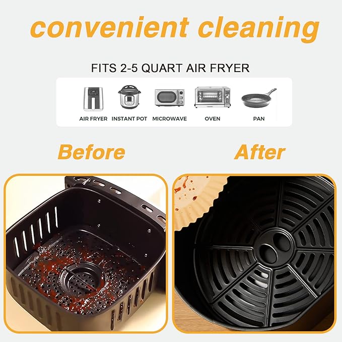 Ailun Air Fryer Paper Liners 6.5inch, 100PCS Non-Stick Parchment Paper,Oil Resistant,Disposable Food Grade Free of Bleach Paper Round for 2-5 QT Air Fryer Baking Roasting Microwave