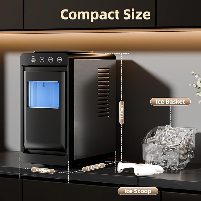 Antarctic Star Ice Maker, Portable Ice Machine with Self-Cleaning Function, 8 Cubes in 6 Mins Fast Countertop Ice Making, Compact Ice Maker for Home, Kitchen, RV, Travel, Matte Black
