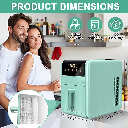 Countertop Ice Maker, 50lbs per 24H Self-Cleaning Portable Ice Machine, 24 Clear Cube Ice Cubes in 10-15 Mins, 3 Modes (Soft/Normal/Hard) & Timer Function, Compact for Home/Kitchen/Party