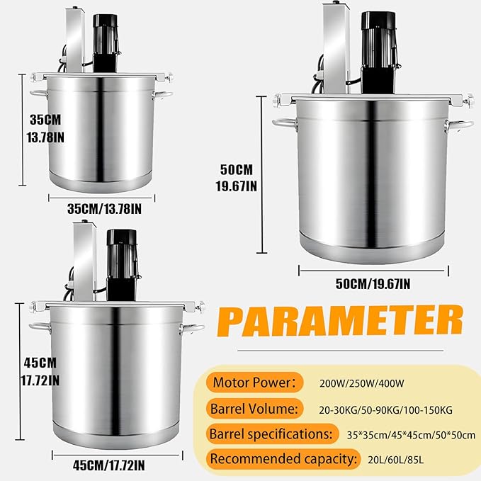 Electric Jam Mixer, 20l,40l,85l Automatic Pot Stirrer Mixer, Stainless Steel Automatic Mixer Machine With 4-Blade Mixing Scraper, For Commercial Kitchens, Dessert Shops 60L