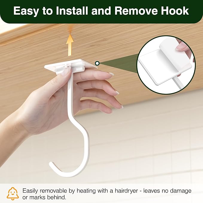 bussdis Banana Hook Under Cabinet: Foldable Banana Hanger Adhesive, Hanging Banana Holder, Stick On, Premium Material, Can Hold 20 Bananas, White