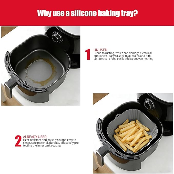 3 Pack Air Fryer Liners,8.5 Inch Silicone Airfryer Liners,Air Fryer Accessories,Reusable Baking Tray Oven Accessories,Replacement of Flammable Parchment Paper(Green&grey&brown)