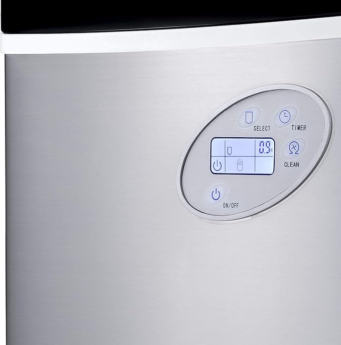 NewAir 50 lb. Countertop Ice Maker | Portable Bullet Ice Machine | 12 Cubes in 7 Minutes, 3 Ice Sizes | Stainless Steel, Self-Cleaning, BPA-Free