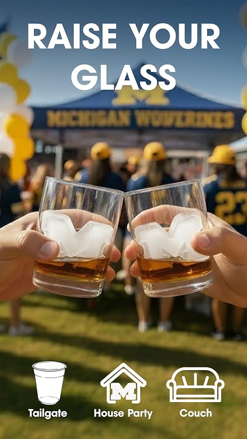 TEAM ICE - Michigan Silicone Ice Cube Tray - Large Silicone Ice Cube Mold for Whiskey & Cocktails, Durable Ice Tray for Game Day Drinks, College Logo Ice Mold for Fans & Tailgate Parties