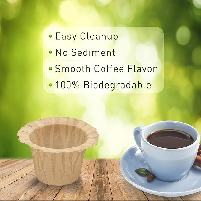 Haetyly Disposable Coffee Filters,300 Count Coffee Paper Filters Natural Compatible with Keurig Single Serve 1.0 and 2.0, Fits Reusable K Cup Filters