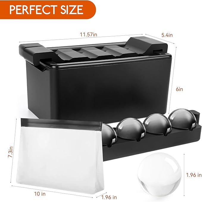 Clear Ice Ball Maker Mold 2 Inch Round Silicone Ice Molds 8 Large Ice Cubes Mold-Easy-to-Remove, Gift for Men Dad Boyfriend Who Have Everything