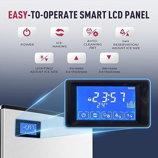 ICYGLEE Commercial Ice Maker Machine 400LBs/Day with 220LBs Storage Bin, ETL Approval Industrial Ice Machine, Auto-Cleaning Stainless Ice Maker, Ice Ready in 8-20mins, Cafe/Bar/Business/RST.