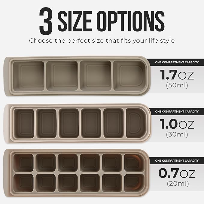 1 oz/6 Sections Silicone Ice Cube Freezer Tray with Lid, 100% Food-Grade Platinum Silicone,Leak Resistance & Dishwasher Safe for Baby Food Prep,Breast Milk,Purees - Korean Made, Pastel Pink