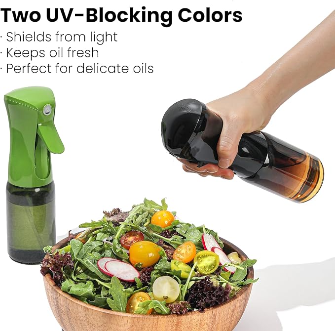 Mistifi Premium Oil Sprayer, Olive Oil Sprayer – Dark Glass Bottle for Cooking, Air Fryer & Salad – Fine Mist, Easy Press – Abyss/Olive Green