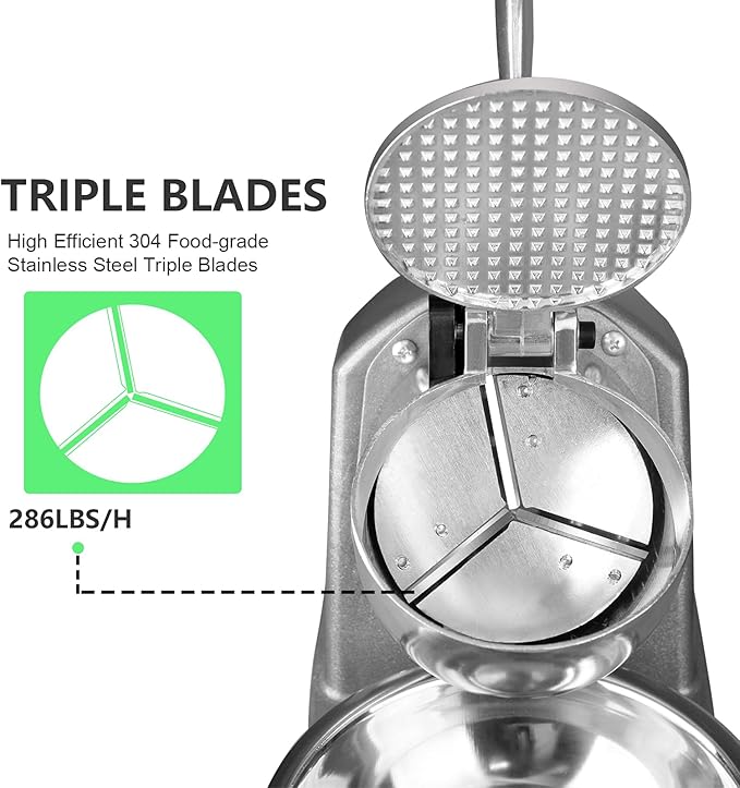 HORGELU Ice Crusher Ice Shaver 3 Blades with Ice Pick 286lbs/hr Snow Cone Machine 380W Shaved Ice Machine 2000rpm Food-grade Stainless Steel Ice Shaved Machine 110V Snow Cone Maker for Home Commercial