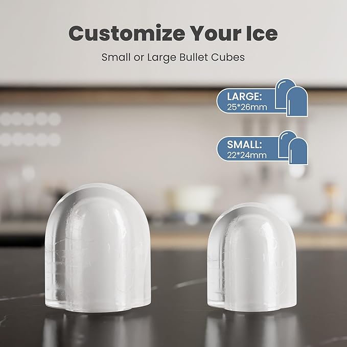 DUMOS Countertop Ice Maker with Handle, 26lbs/24H Portable Ice Machine, 9 Bullet Ice Cubes Ready in 6 Mins, Self-Cleaning, Quiet Compact Ice Maker for Home, Kitchen, RV, Camping, Pink