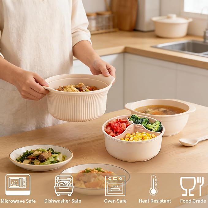 Microwave Vegetable Steamer, Silicone Microwave Cooker for Broccoli, Rice, Chicken & Eggs, Healthy Low Carb Cooking, Baby Food Maker, Double Layer Design, Dishwasher Safe