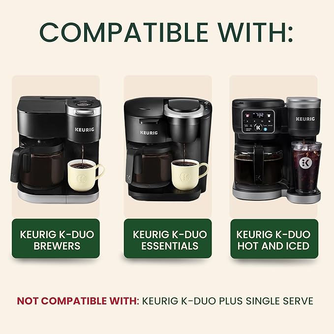Reusable Keurig Mesh Coffee Filter Basket for K-Duo Essentials, Keurig Duo Hot & Iced Coffee Makers by PureHQ – Refillable Gold Tone Carafe Filter for Ground Coffee