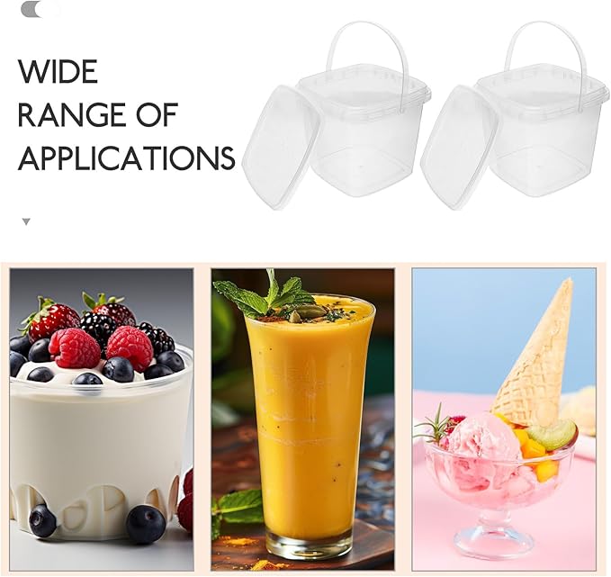 UPKOCH Thickened Square Ice Bucket with Lid 3.74 Inch Reusable Ice Cube Storage Container for Freezer Yogurt Jam and Food Storage Clear Cube Holder for Home and Kitchen