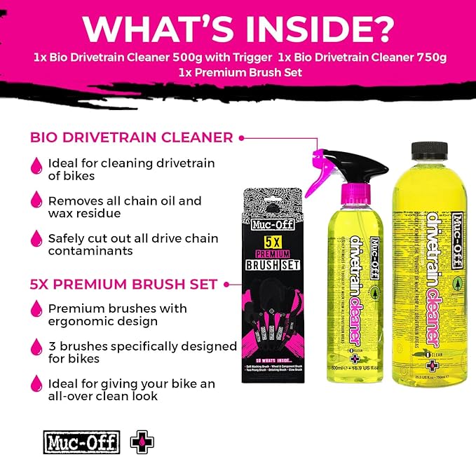 Muc-Off Bio Drivetrain Cleaner | Effective Biodegradable Bicycle Chain Cleaner and Degreaser Spray | Suitable for All Types of Bike