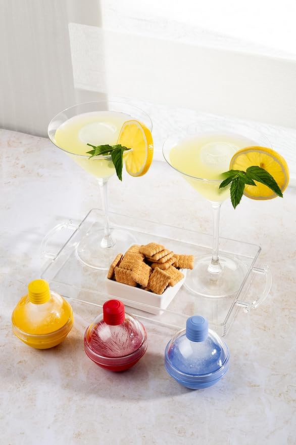 ice cube tray round balls (3 PACK) -Reusable 2.4 inch Round Large Ice Cube Trays - Large Whiskey Bourbon Ice Cube Round Mold - Ice Ball Maker