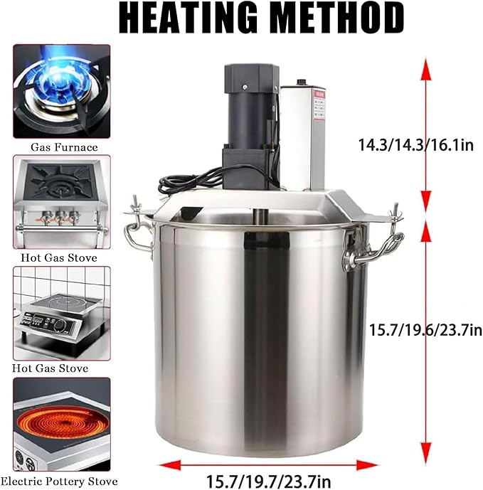 Automatic Pot Stirrer, Automatic Food Mixer Designed with 4-Blade Mixing Scraper and Adjustable Stirring Speed, Food Grade Stirrer for Sauce Jam Porridge in Restaurants