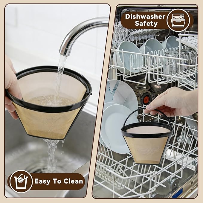 Coffee Filters #4 for Braun Coffee Maker, 2 Pack Reusable Cone Coffee Filters for Braun drip coffee maker 12 cup