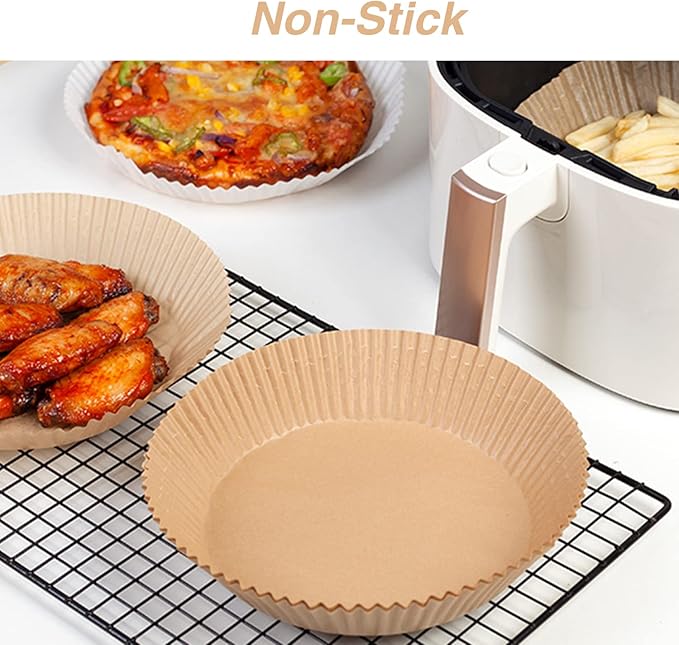 Ailun Air Fryer Paper Liners 6.5inch, 100PCS Non-Stick Parchment Paper,Oil Resistant,Disposable Food Grade Free of Bleach Paper Round for 2-5 QT Air Fryer Baking Roasting Microwave