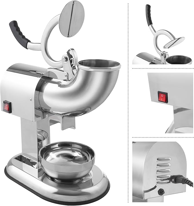 Snow Cone Machine - Ice Shaver with Powerful 250W Motor - Easy to Use Countertop Crushed Ice Maker by Great Northern Popcorn (Stainless-Steel)