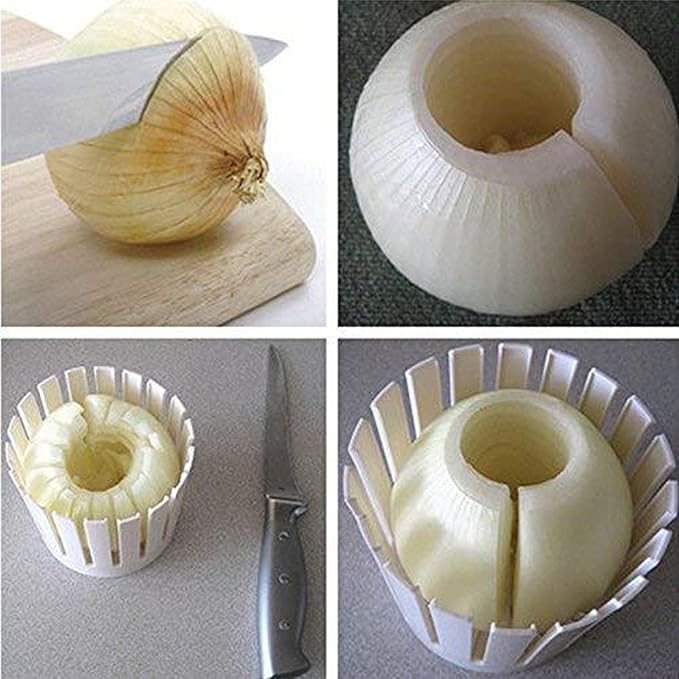 Blooming Onion Cutter, Onion Blossom Maker Vegetable Slicer Flower-Shaped Onion Potato Tomato Apple Cutter Kitchen Tool with Core Remover for Fruits Vegetables – Easy to Clean Reusable