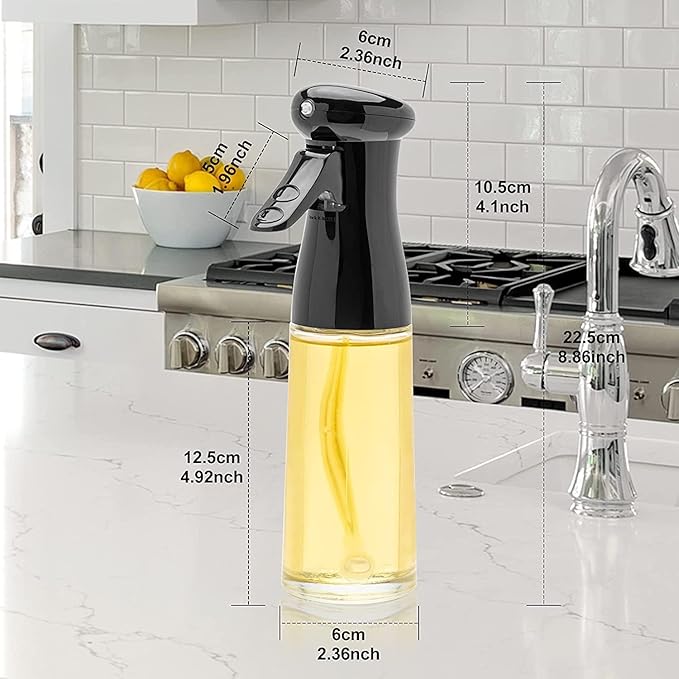 Honbuty Olive Oil Sprayer for Cooking, 200ml Glass Oil Dispenser Bottle Spray Mister, Refillable Food Grade Oil Vinegar Spritzer Sprayer Bottles for Kitchen, Air Fryer, Salad, Baking