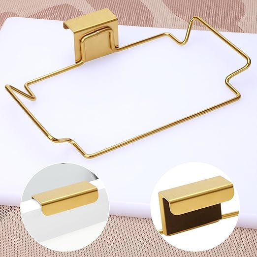 Large Stainless Steel Trash Bag Holder for Kitchen Cabinets Doors and Cupboards, Gold