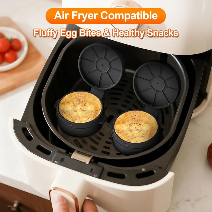 Microwave Egg Cooker, Microwave Egg Maker For Breakfast Sandwich, Silicone Egg Bite Molds For Scrambled Eggs Muffins, Safe for Oven Air Fryer, Dishwasher-Safe Orange