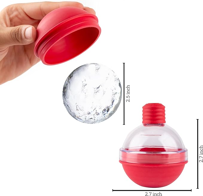 ice cube tray round balls (3 PACK) -Reusable 2.4 inch Round Large Ice Cube Trays - Large Whiskey Bourbon Ice Cube Round Mold - Ice Ball Maker