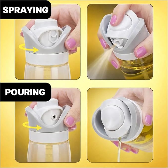 2 In 1 Oil Dispenser And Spray Bottles, Two 11.5 Oz Bottles, Glass Olive Oil Sprayer For Cooking, Baking, Air Fryer, Salad And BBQ, Controlled Pour And Spray