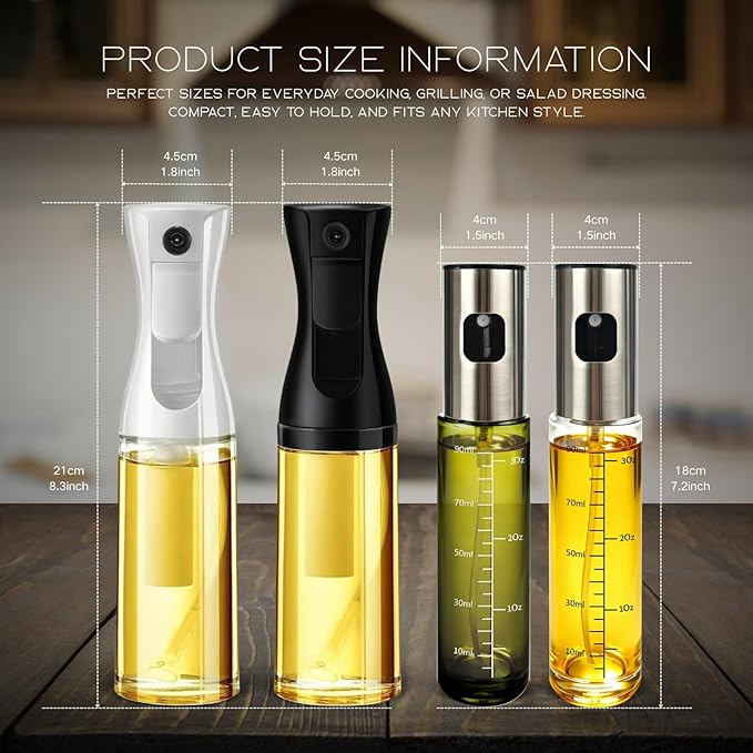 BOKKY Oil Sprayer for Cooking, 2 Pack 100ml Olive Oil Mister for Air Fryer, BBQ & Salad, Refillable 304 Stainless Steel Glass Bottles (Transparent Green / 2 Pack)