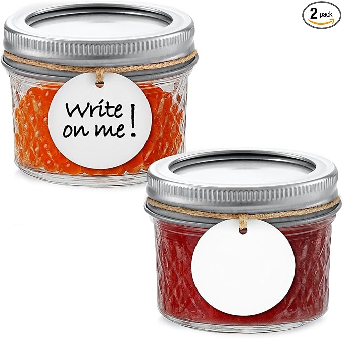 2 Pack, 4 oz Mason Jars with Leakproof Lids, Regular Mouth Mason Jars | 4 oz Glass Jars with Lids for Honey, Jam, Snacks, Spices, DIY Candles & Crafts